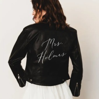 Heirloom Bridal Black Leather Custom Name Jacket #0 default Black thumbnail