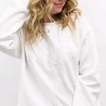 Heirloom Bridal BRIDE Embroidered Sweatshirt #3 Hot Pink thumbnail
