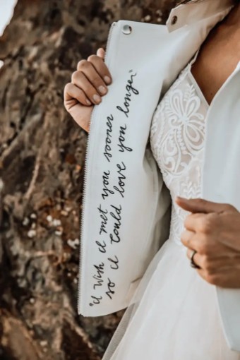 Heirloom Bridal Blooming Leather Jacket #2 White thumbnail