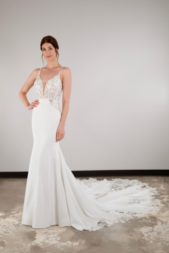 Essense of Australia D3930 #0 default (IV-PL) Ivory Gown w Porcelain Tulle Plunge thumbnail