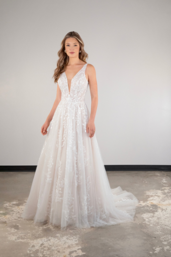 Essense of Australia D4007 #0 default (IVIV-PL) IVR LACE TULLE & REGAL ORGANZA OV IVR GWN W PLN TULLE PLUNGE (IVBC-PL) IVR LACE TULLE & BSC REGAL ORG OV BSC GWN W PLN TULLE PLUNGE thumbnail