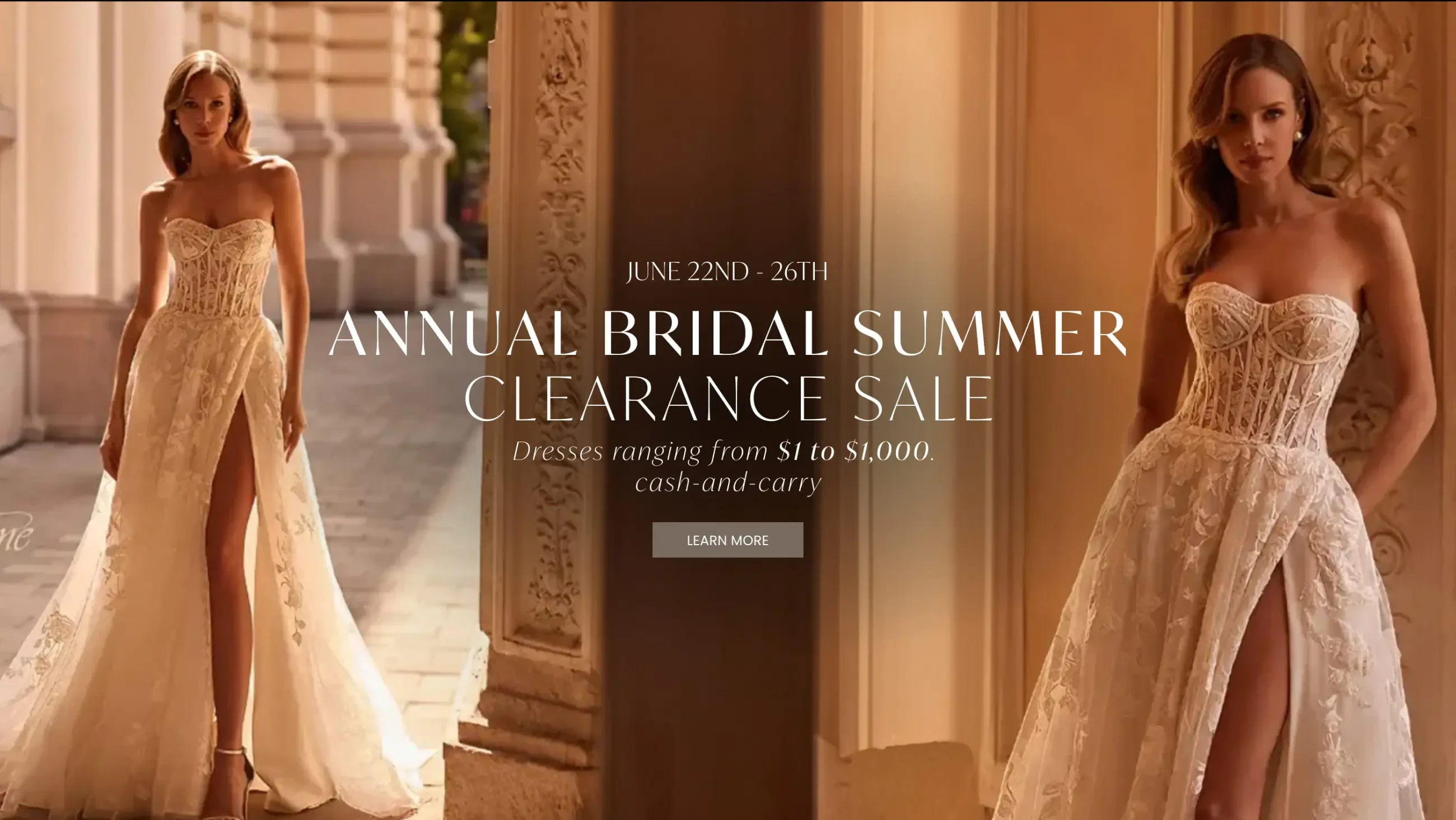 annual bridal summer clearance sale banner